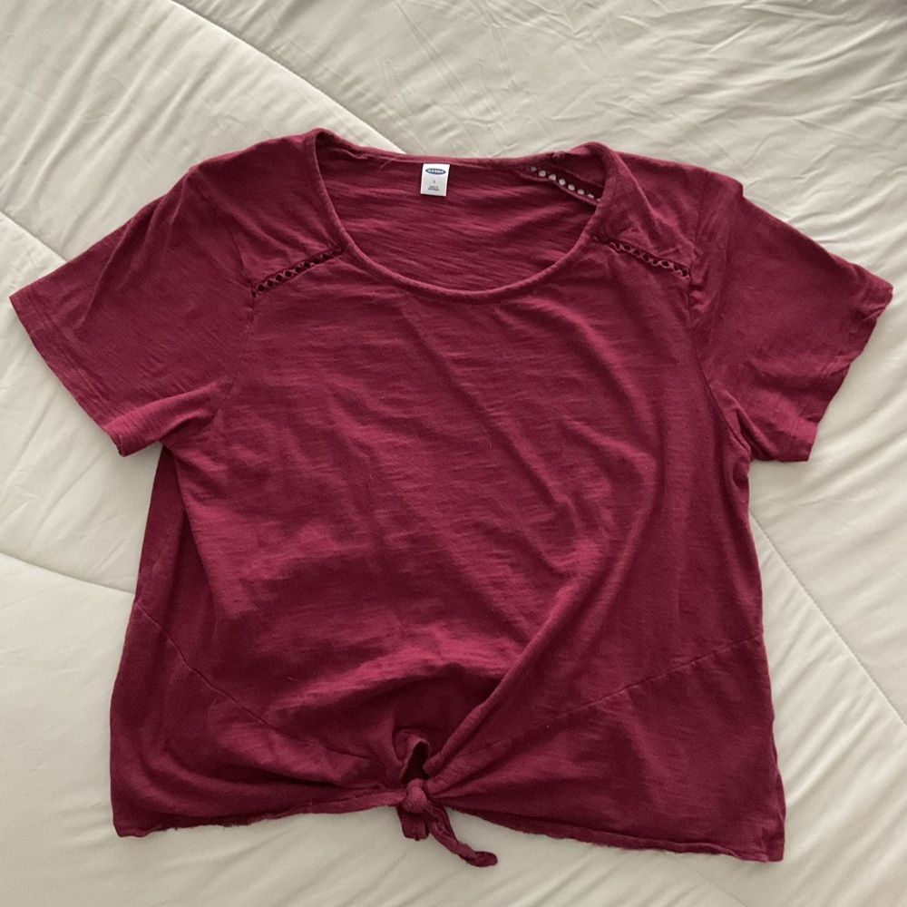 Old Navy Red Tie Front Short Sleeve T-Shirt